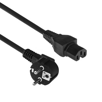 Powercord mains connector Schuko CEE 7/7 male (angled) - C15 IEC 60320 black 1 m