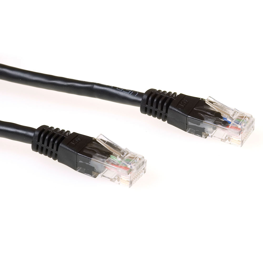 Black 0.25 meter U/UTP CAT6 patch cable with RJ45 connectors