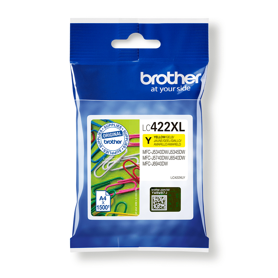 Brother Tinte LC-422XLY Gelb bis zu 1500 Seiten nach ISO/IEC 24711