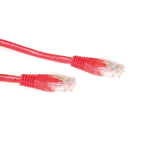 Red 1.5 meter U/UTP CAT6A patch cable with RJ45 connectors