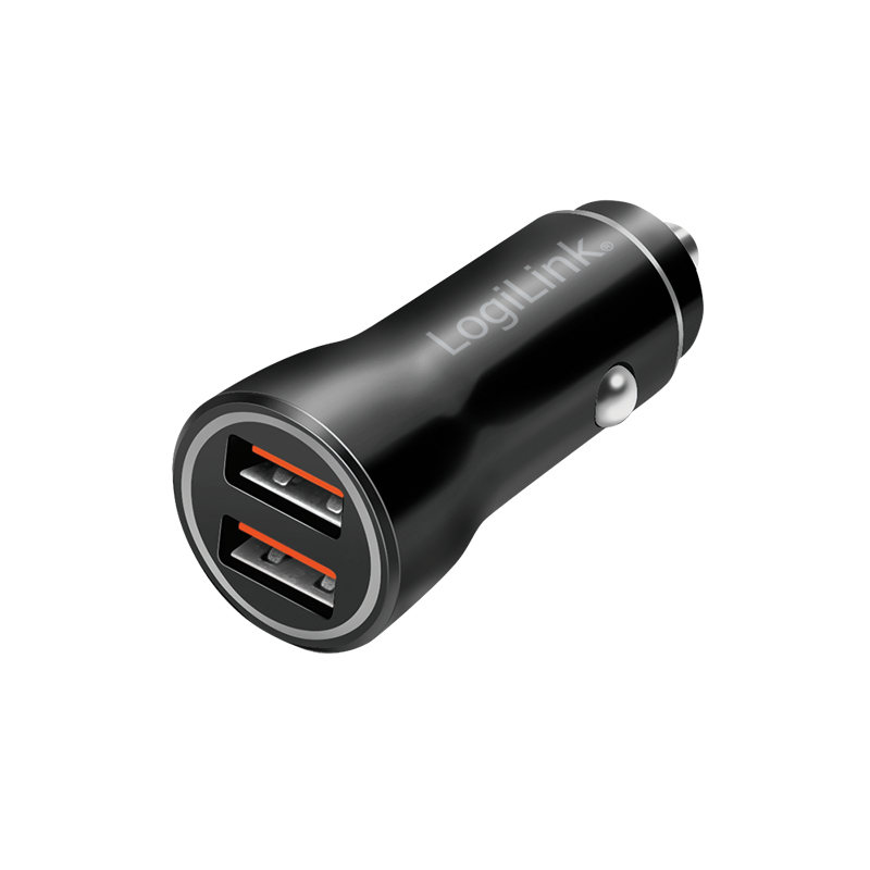 Logilink Car charger, 2 Port, 10.5W, illuminated, black
