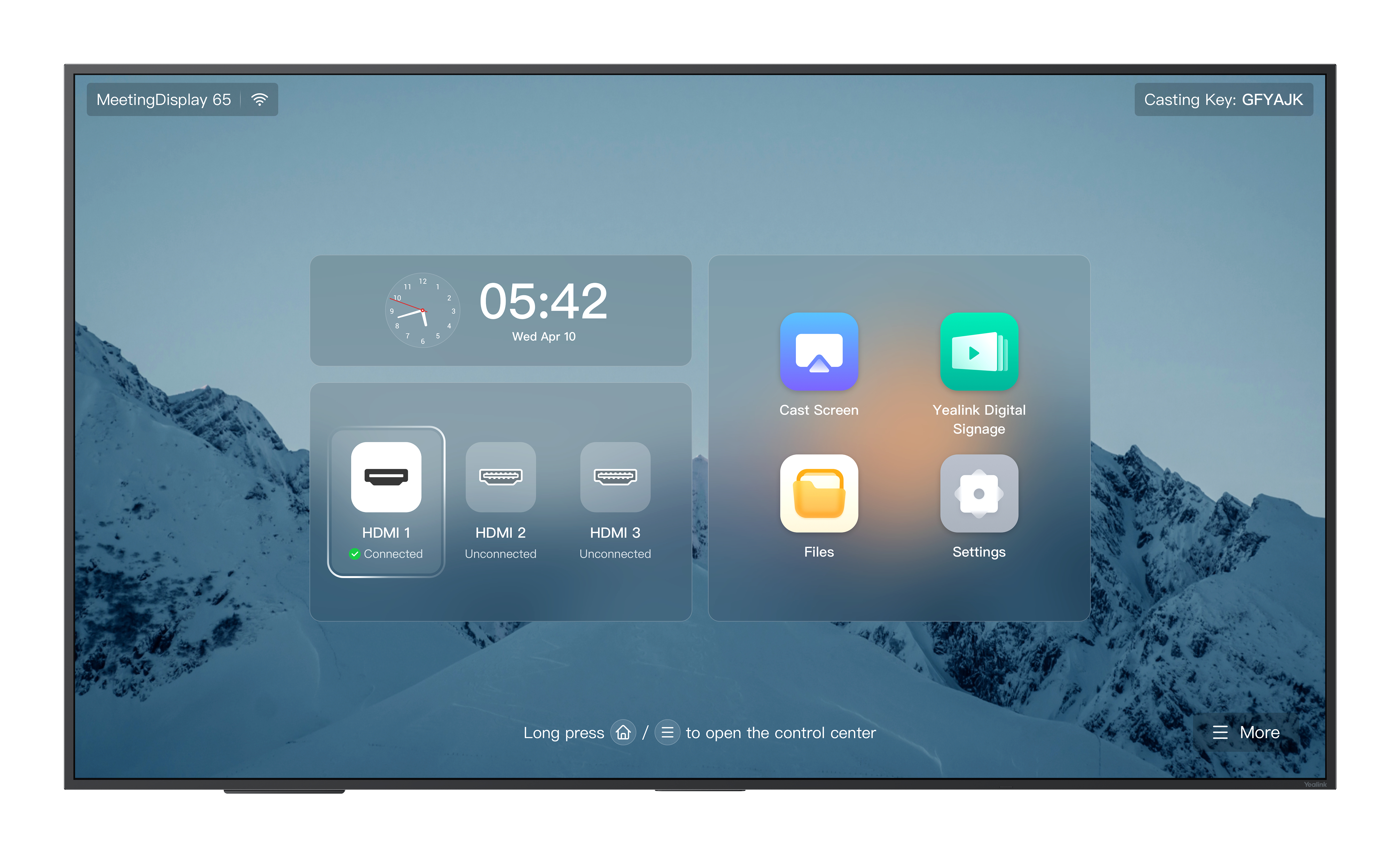 Yealink MD65 | 65"" | 3840x2160 | 500Nits | 18/7 | MeetingDisplay for unified MTR system