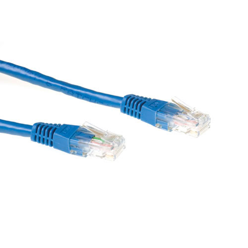 Blue 3 meter U/UTP CAT6A patch cable with RJ45 connectors