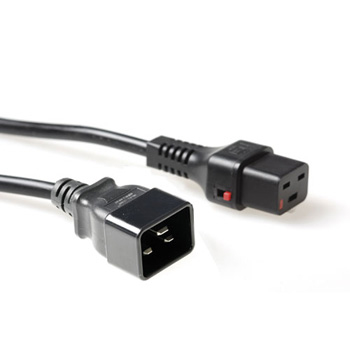 Powercord C19 IEC Lock - C20 black 1 m, PC1284