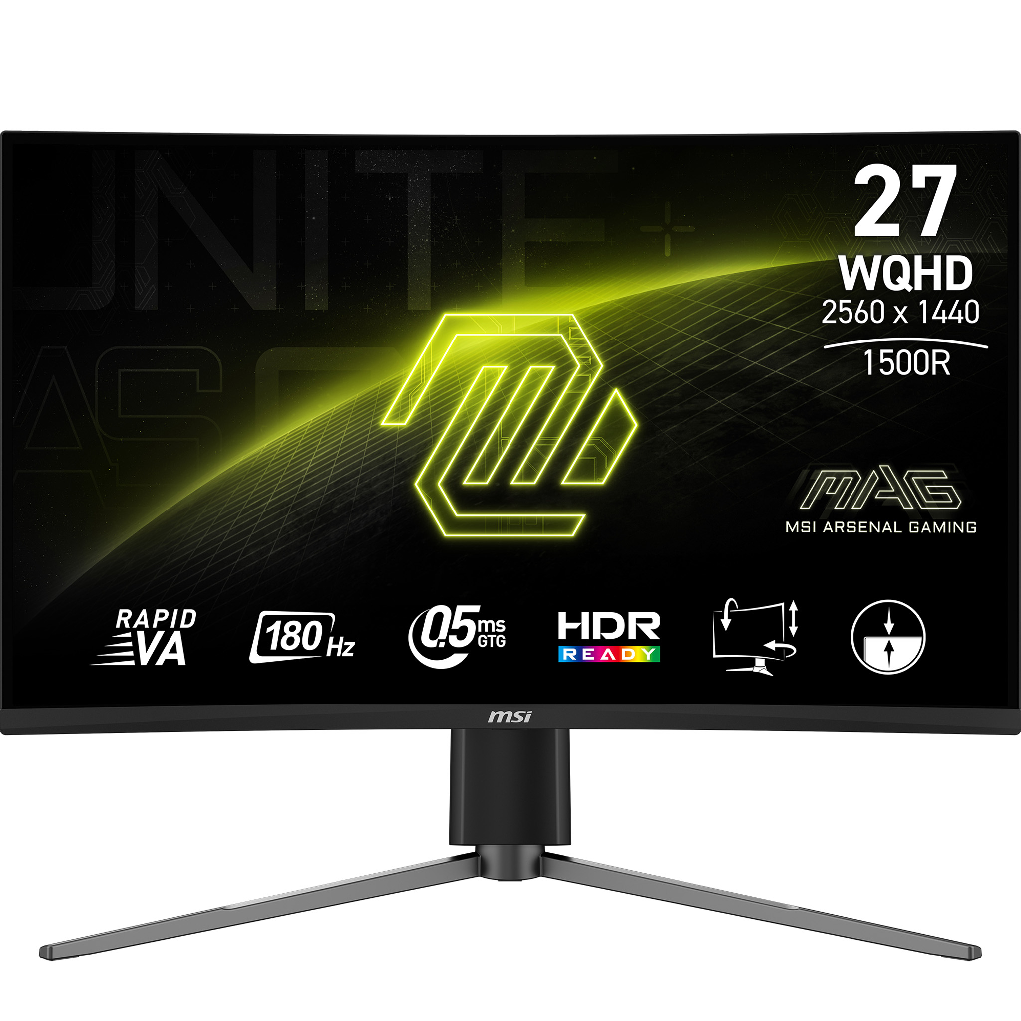 68,6 cm (27") 2560 x 1440 Pixel MSI 9S6-3CD94M-012 16:9 Wide Quad HD VA 0,5 ms 180 Hz HDR DisplayPort HDMI Height VESA