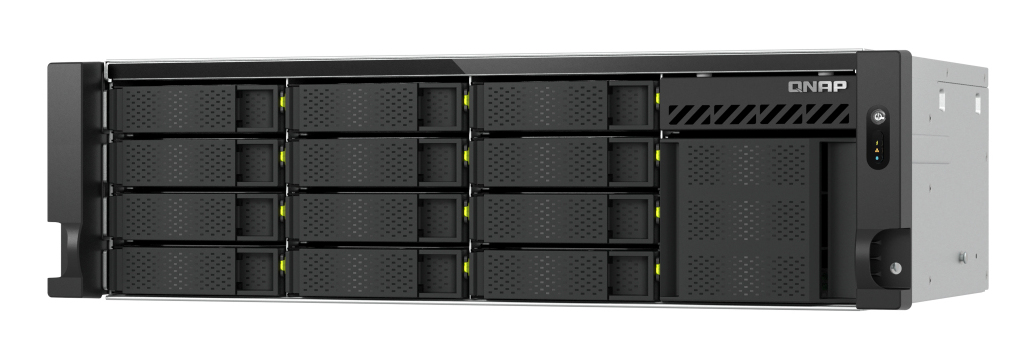 QNAP TS-h1655XeU-RP-8G3U short-depth Rackmount NAS 12x3.5inch 4xE1.S Intel Atom C5125 8C 2.8GHz 8GB RAM2 x 2.5GbE 1 x 10GBASE-T 2 x