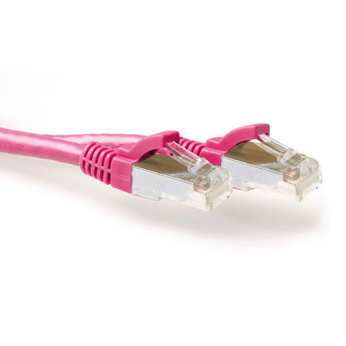 Pink 0.5 meter LSZH SFTP CAT6A patch cable snagless with RJ45 connectors