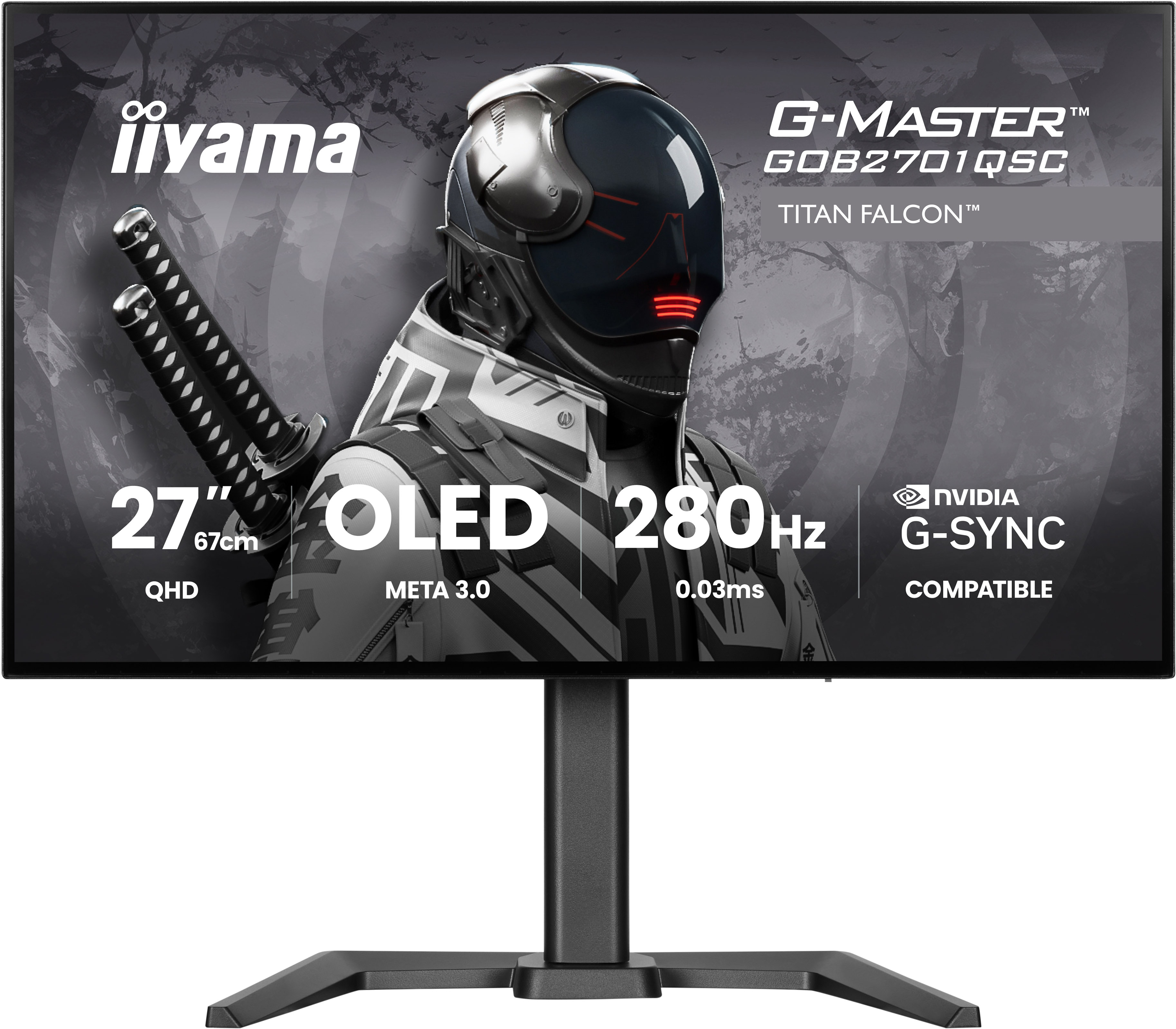 68,6cm/27" (2560x1440) iiyama G-Master GOB2701QSC-B1 16:9 WQHD META3 OLED 0,03ms 280Hz HDMI DisplayPort USB-C USB HDR VESA Speaker Pivot Black
