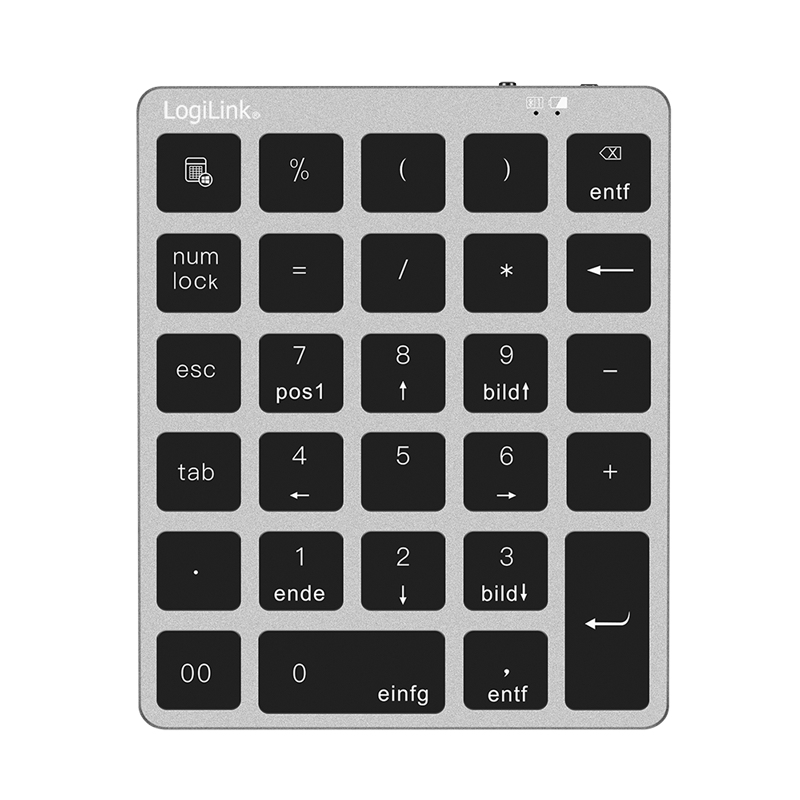 Logilink Wireless 28-Tasten-Keypad BT 5.0, space-grau