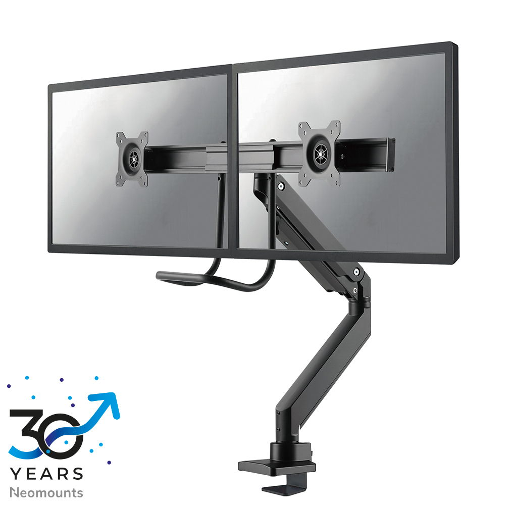 Neomounts Tischhalterung mit Tischhalterungsgriff für zwei Flachbildschirme bis 32" (81 cm) 8KG NM-D775DXBLACK Neomounts