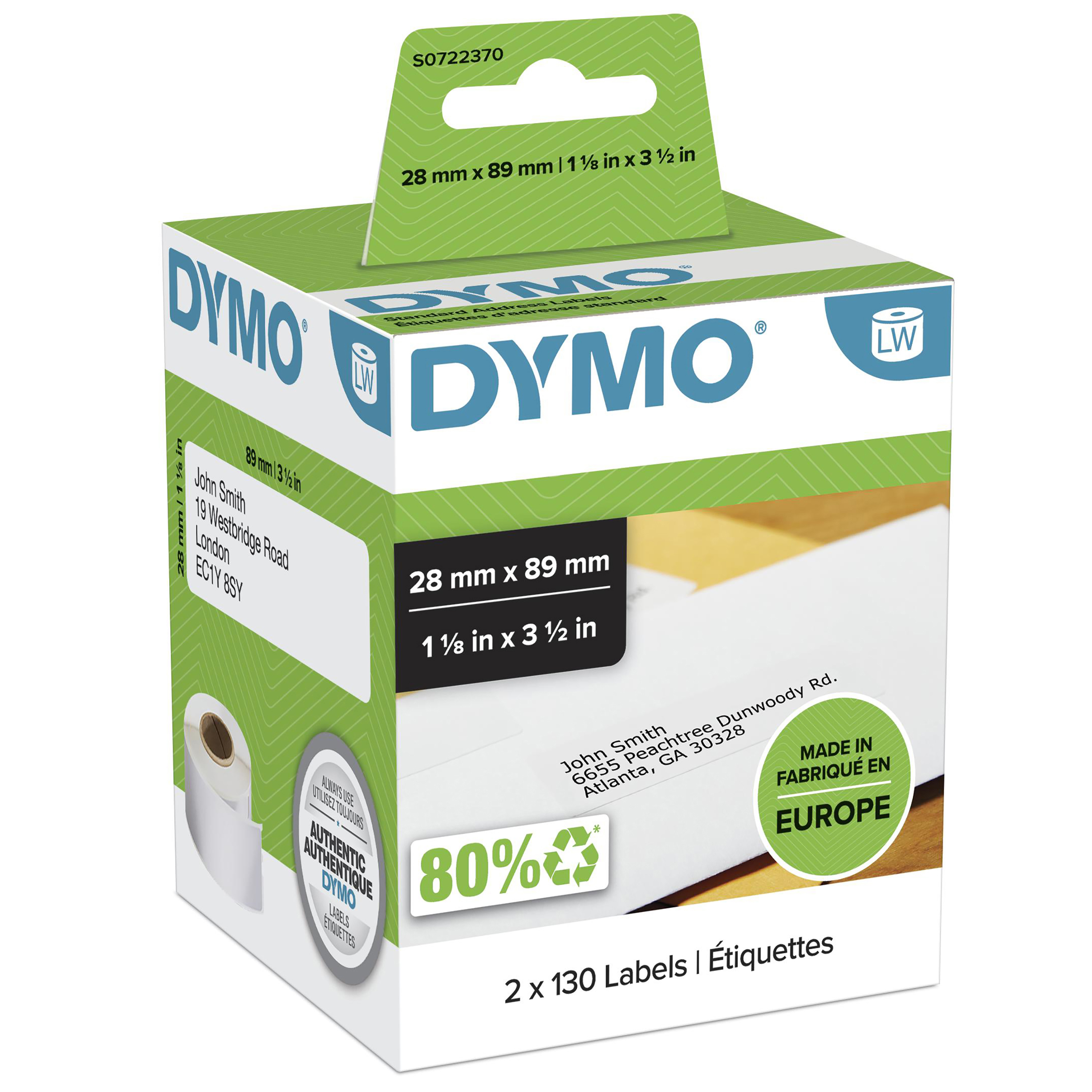 Dymo LabelWriter Etiketten - Schwarz auf Weiß 28 x 89 mm