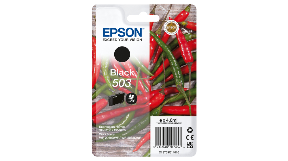 Epson 503 Sort Blæk C13T09Q14010