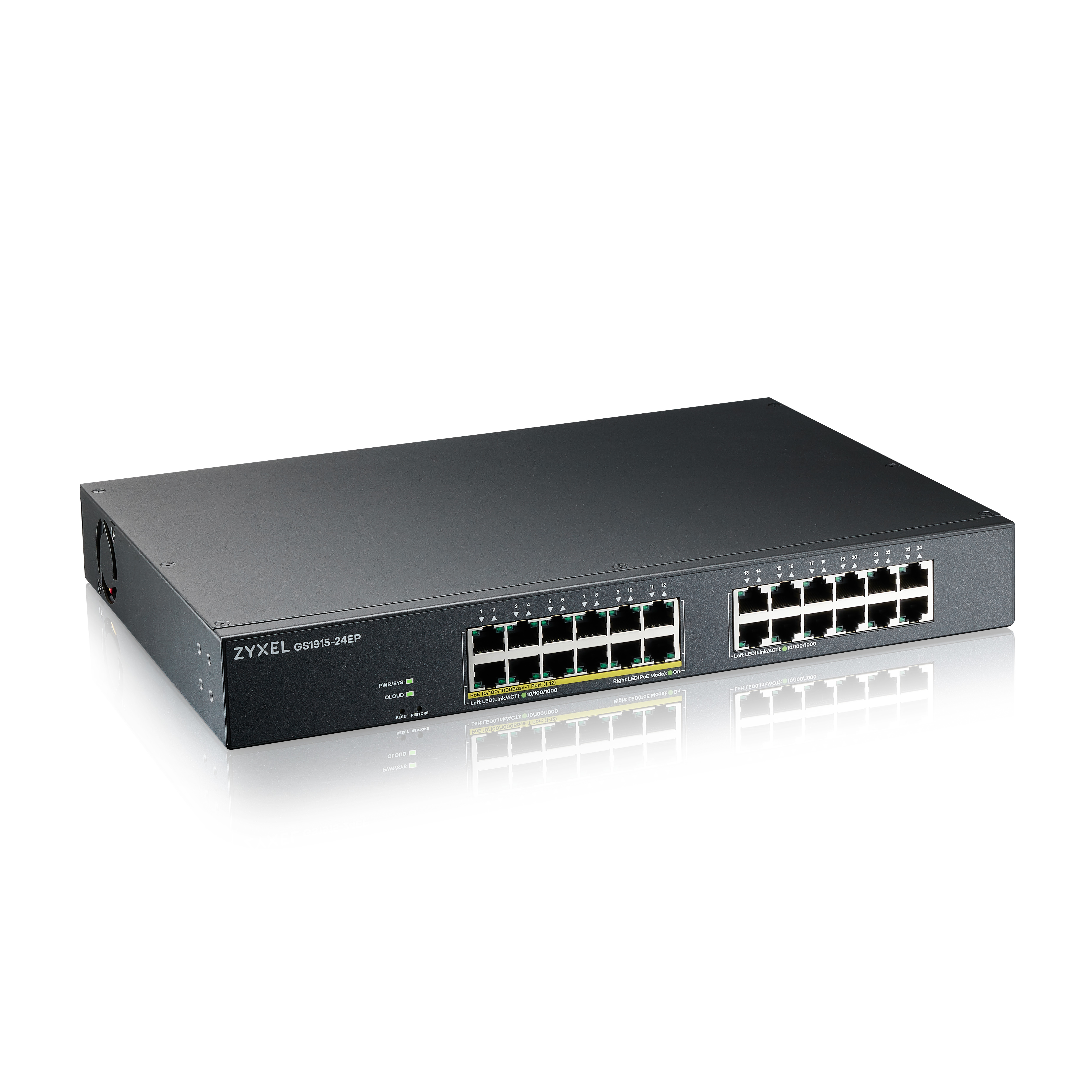 ZYXEL GS1915-24EP 24-port GbE of it 12 Ports PoE+ 130 Watt 802.3at Smart Switch NebulaFlex rackmount smart fan