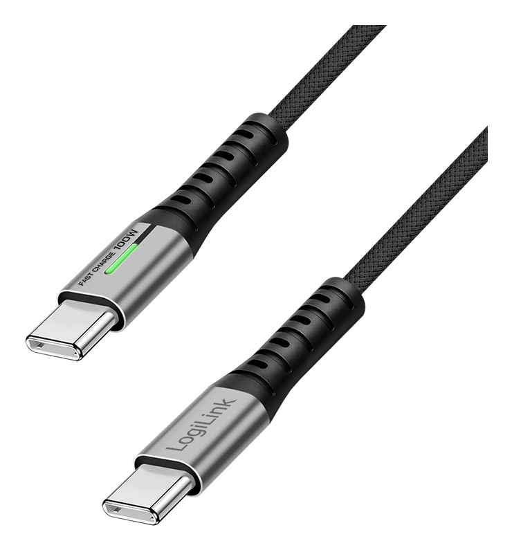LogiLink USB 3.2 Gen2x2 Type-C-Kabel, C/M zu C/M LED 2m sw