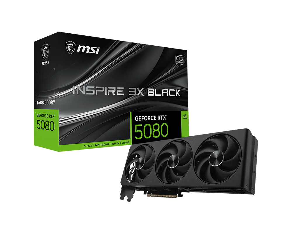 RTX 5080 16G MSI INSPIRE 3X OC BLACK GDDR7 3 Fan
