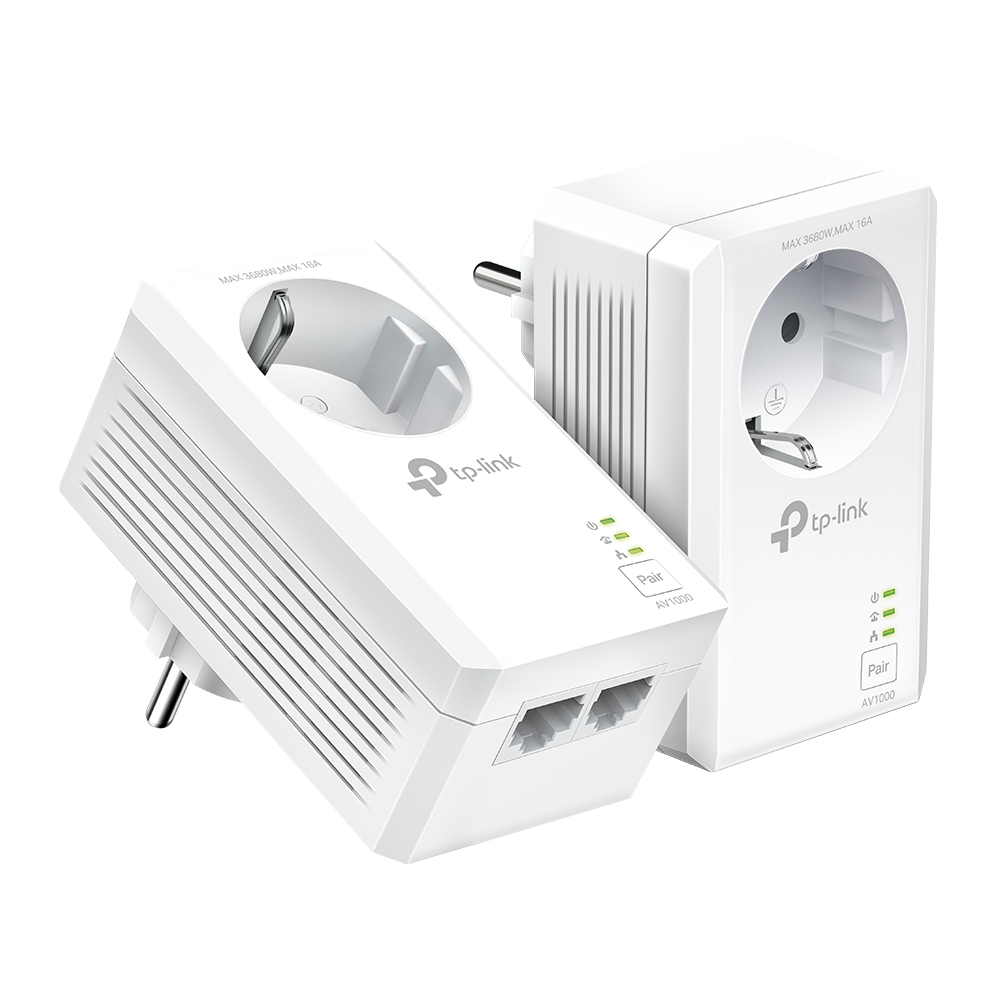 TP-Link TL-PA7027P V1 Starter Kit Powerline-adaptersæt 2-port switch 1000Mbps Kabling