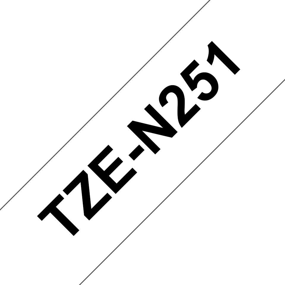 Brother TZEN251 Tejp Olaminerad Sv.Text,Vit Botten, 24mm