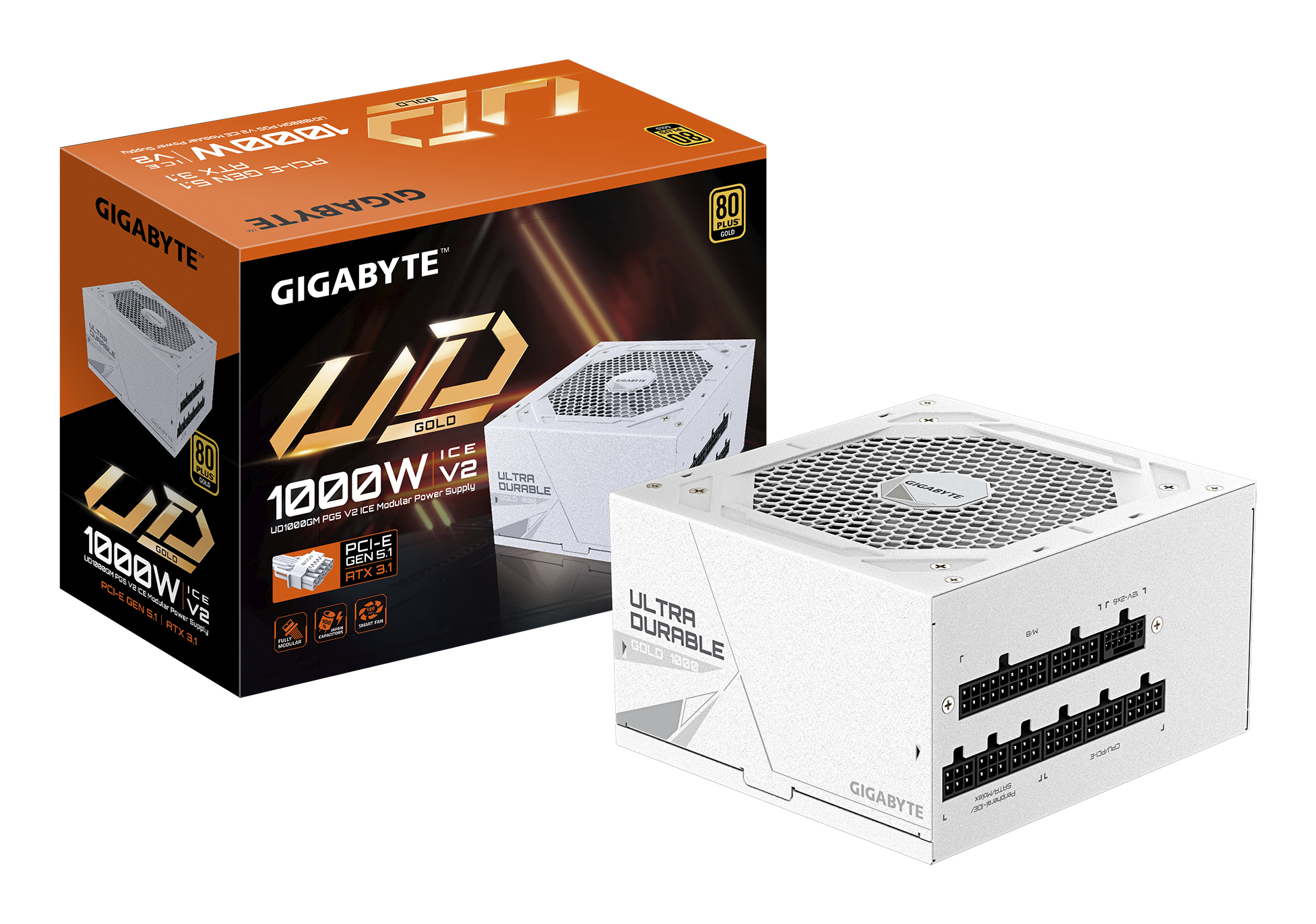 1000W GIGABYTE UD1000GM PG5 V2 ICE ATX Netzteil, 80+ Gold, PCIe5.1, ATX3.1 voll modular