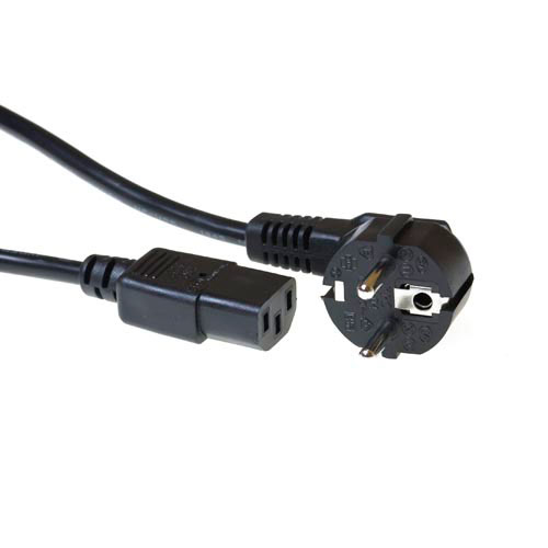 Powercord mains connector Schuko CEE 7/7 male (angled) - C13 IEC 60320 black 5 m