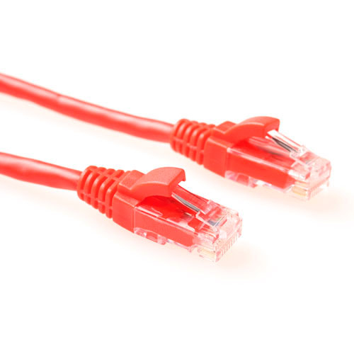 Red 0.5 meter U/UTP CAT6 patch cable component level with RJ45 connectors