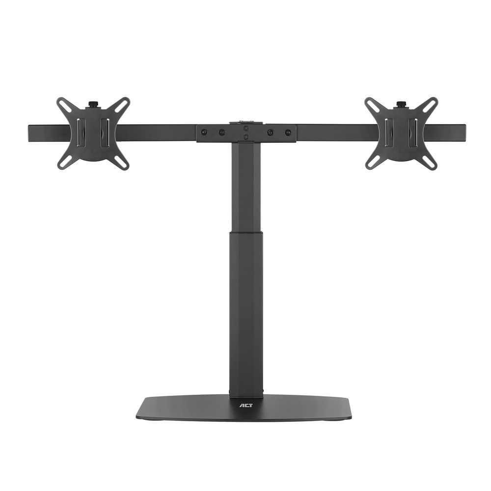 Monitor arm 27 inch office, free standing with gas spring, crossbar, 2 monitors