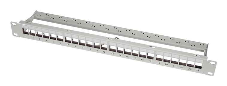 Logilink Keystone Panel 1U, 24 ports, shielded, economy type, grey