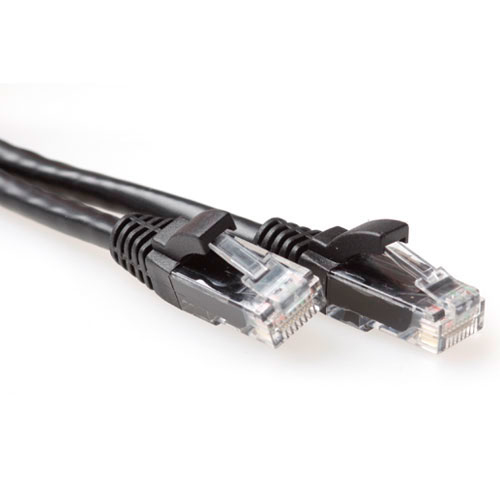 Black 10 meter U/UTP CAT6A patch cable snagless with RJ45 connectors