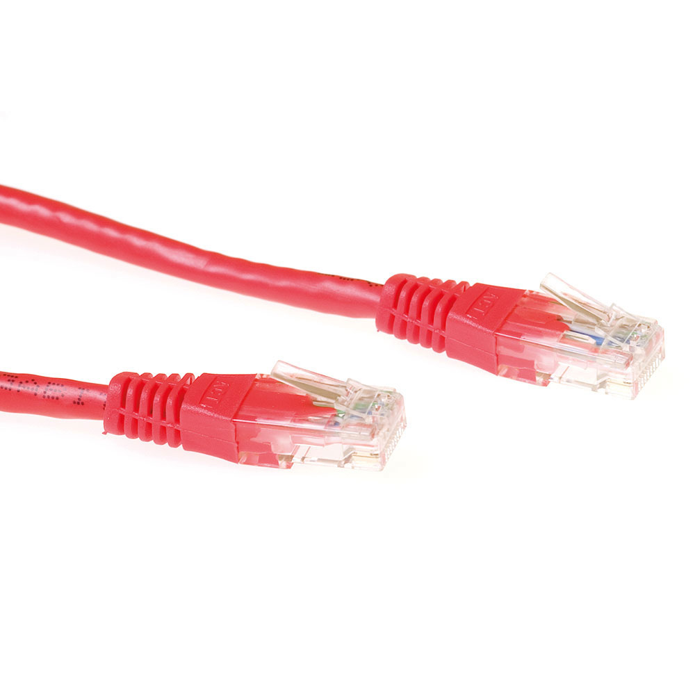 Red 1.5 meter U/UTP CAT6 patch cable with RJ45 connectors