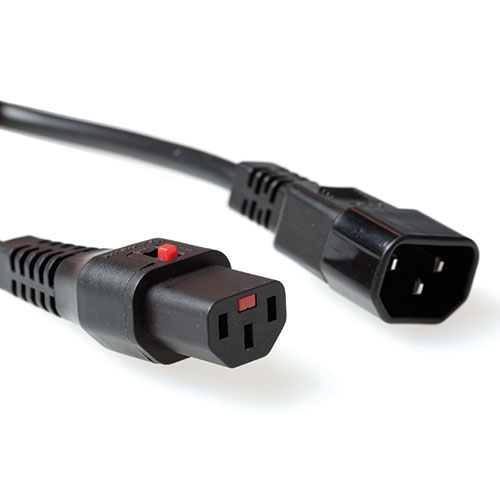 Powercord C13 IEC Lock - C14 black 1.5 m, PC1003
