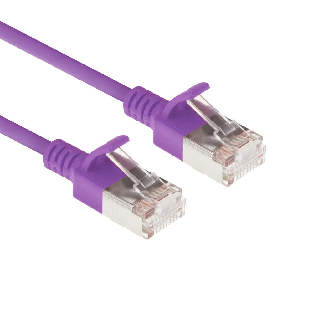 Purple 1.5 meter LSZH U/FTP CAT6A datacenter slimline patch cable snagless with RJ45 connectors