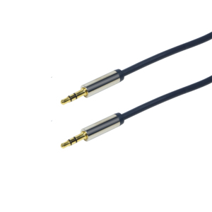 Audio cable, 3.5 mm 3-pin/M to 3.5 mm 3-pin/M, metal, blue, 1.5 m