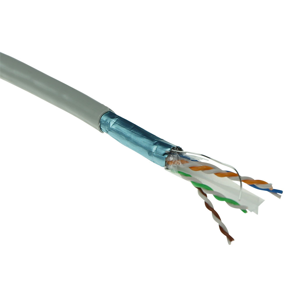 Cat 6A F/UTP solid installation cable, PVC, CPR euroclass ECA, 24 AWG, grey 305 meter