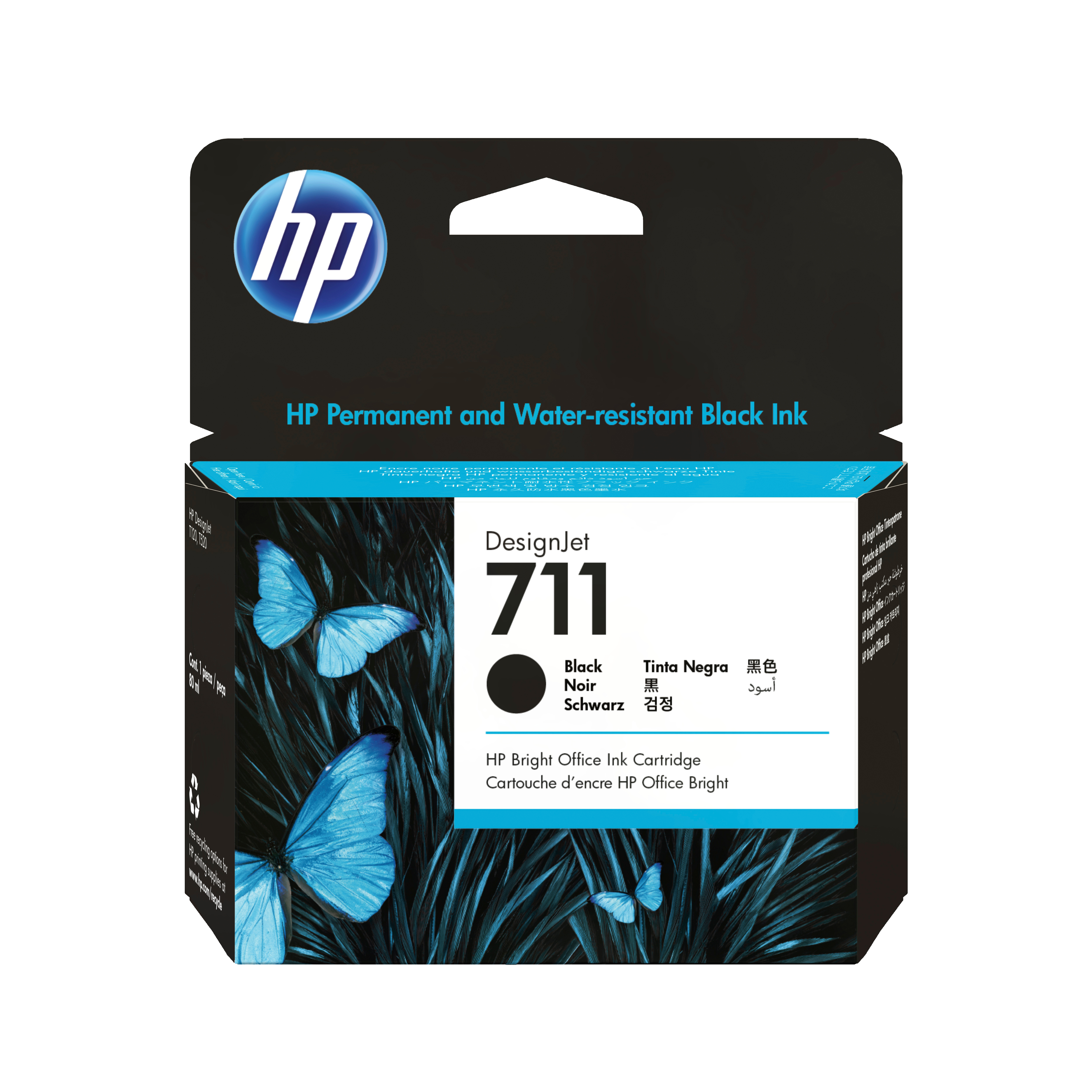 HP Ink Black No.711 80ml 711, Original, Pigment-based ink, Black, HP, HP DesignJet T120, T520, 1 pc(s)