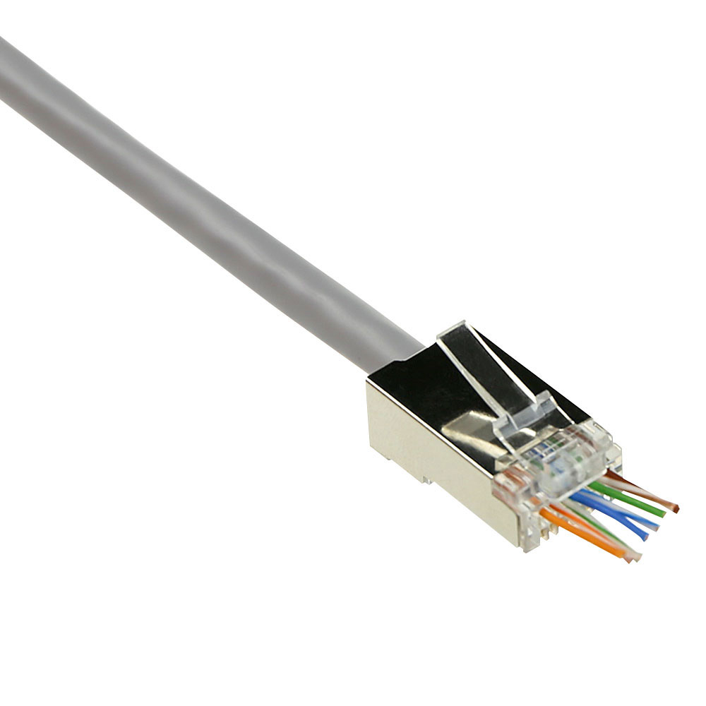 RJ45 (8P/8C) CAT6 easyconnect shielded modulaire connector for round cable with solid or stranded conductors