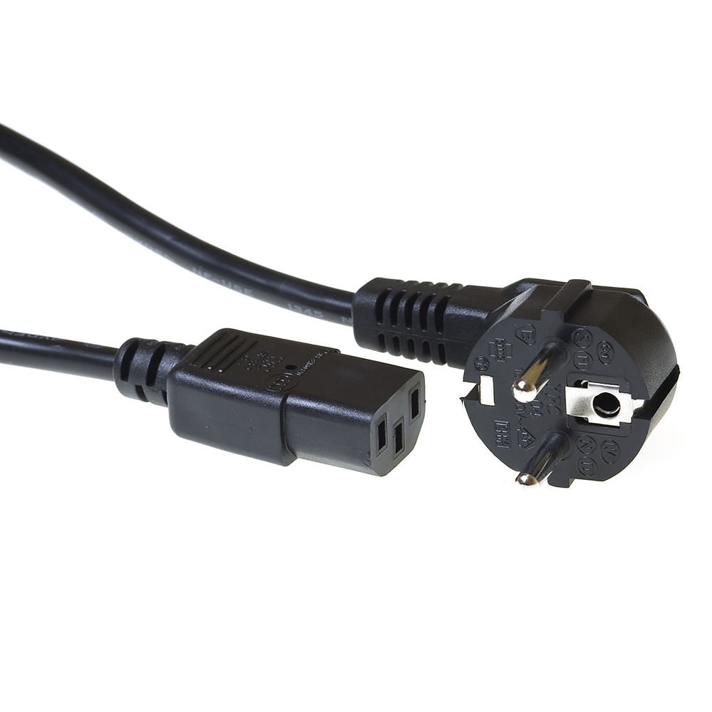 Powercord mains connector Schuko CEE 7/7 male (angled) - C13 IEC 60320 black 0.2 m