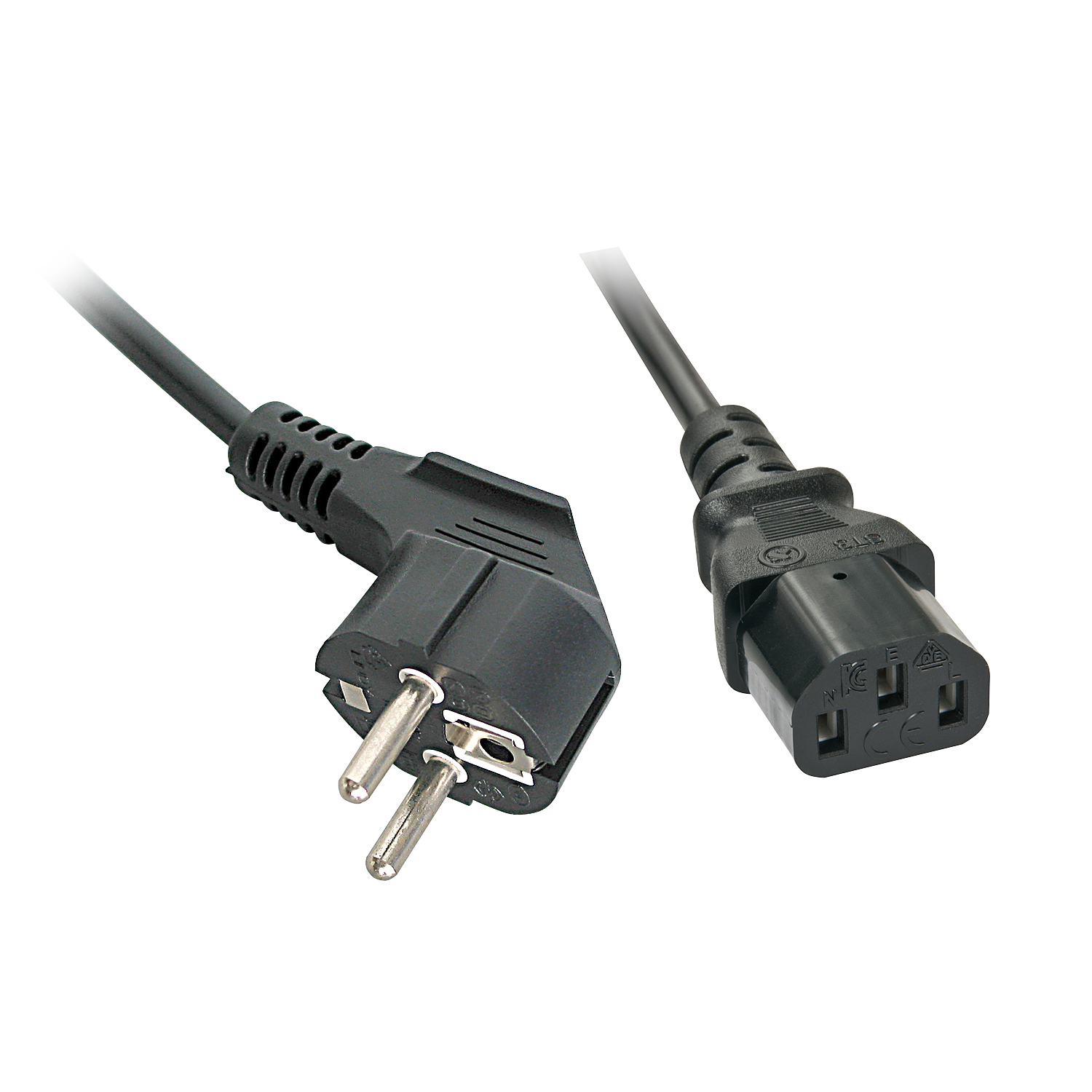 Lindy 2M Schuko Angled To C13 Mains Cable
