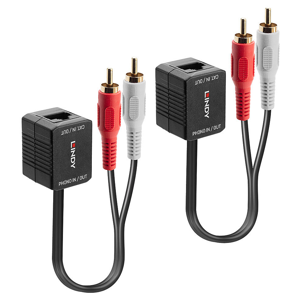 Lindy Stereo Audio Extender,  Cat.5/6 100M 2X Rca