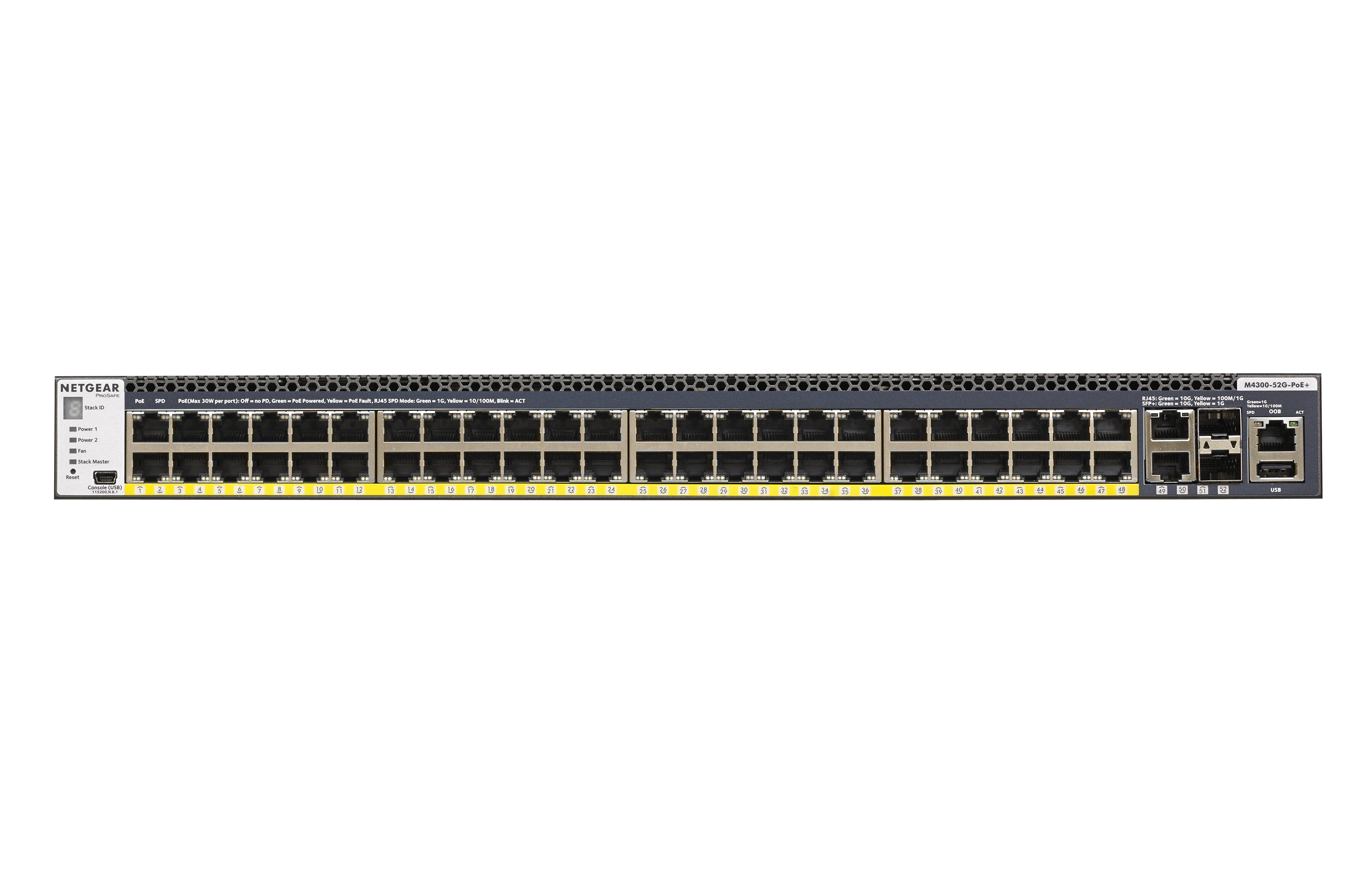 Netgear M4300 52-PORT GB POE+ SWITCH M4300-52G-PoE+ 550W PSU,  Managed, L2/L3/L4, Gigabit Ethernet (10/100/1000), Power over Ethernet (PoE),