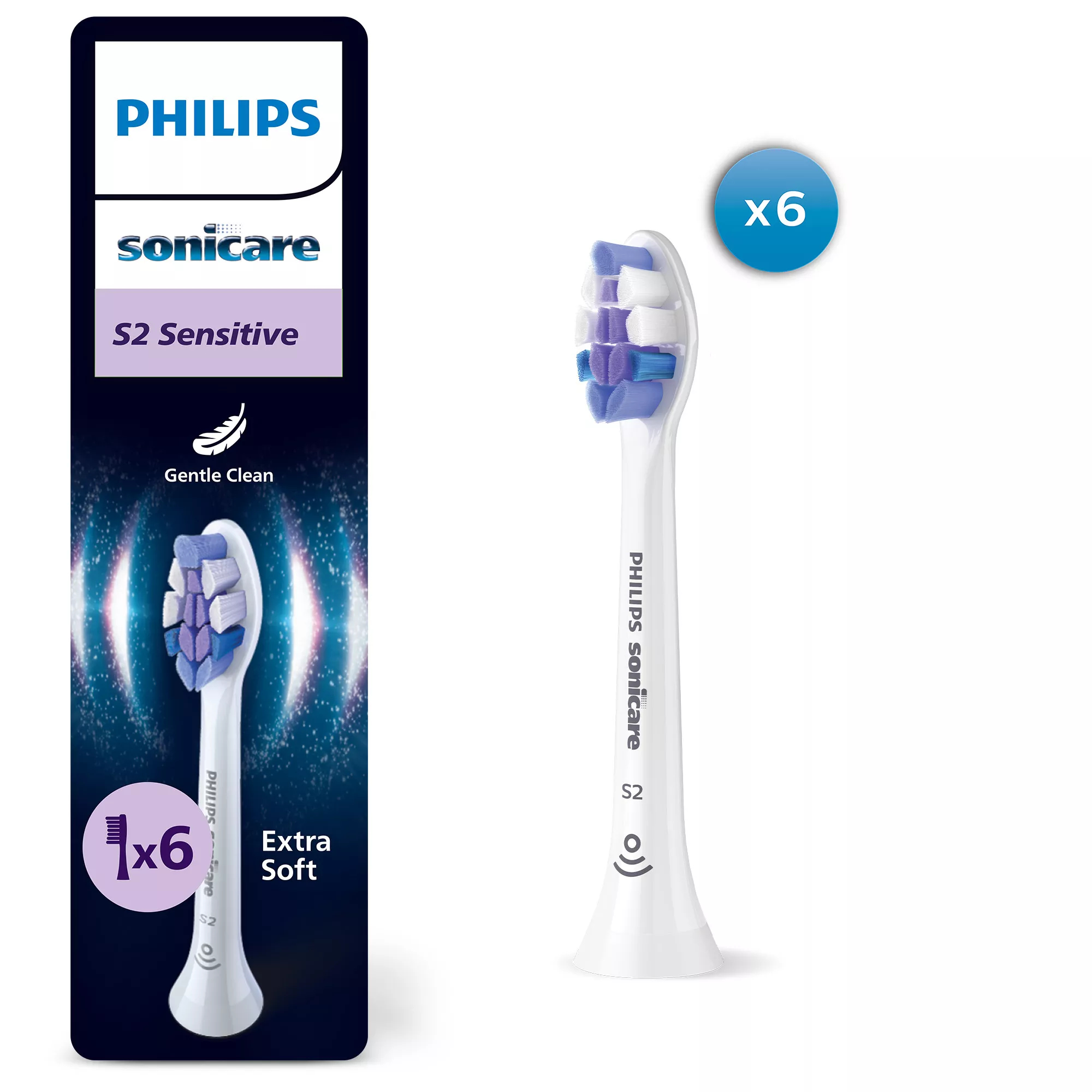 Philips Sonicare S2 Sensitive HX6056 Ekstra tandbørstehoved 6 Hvid