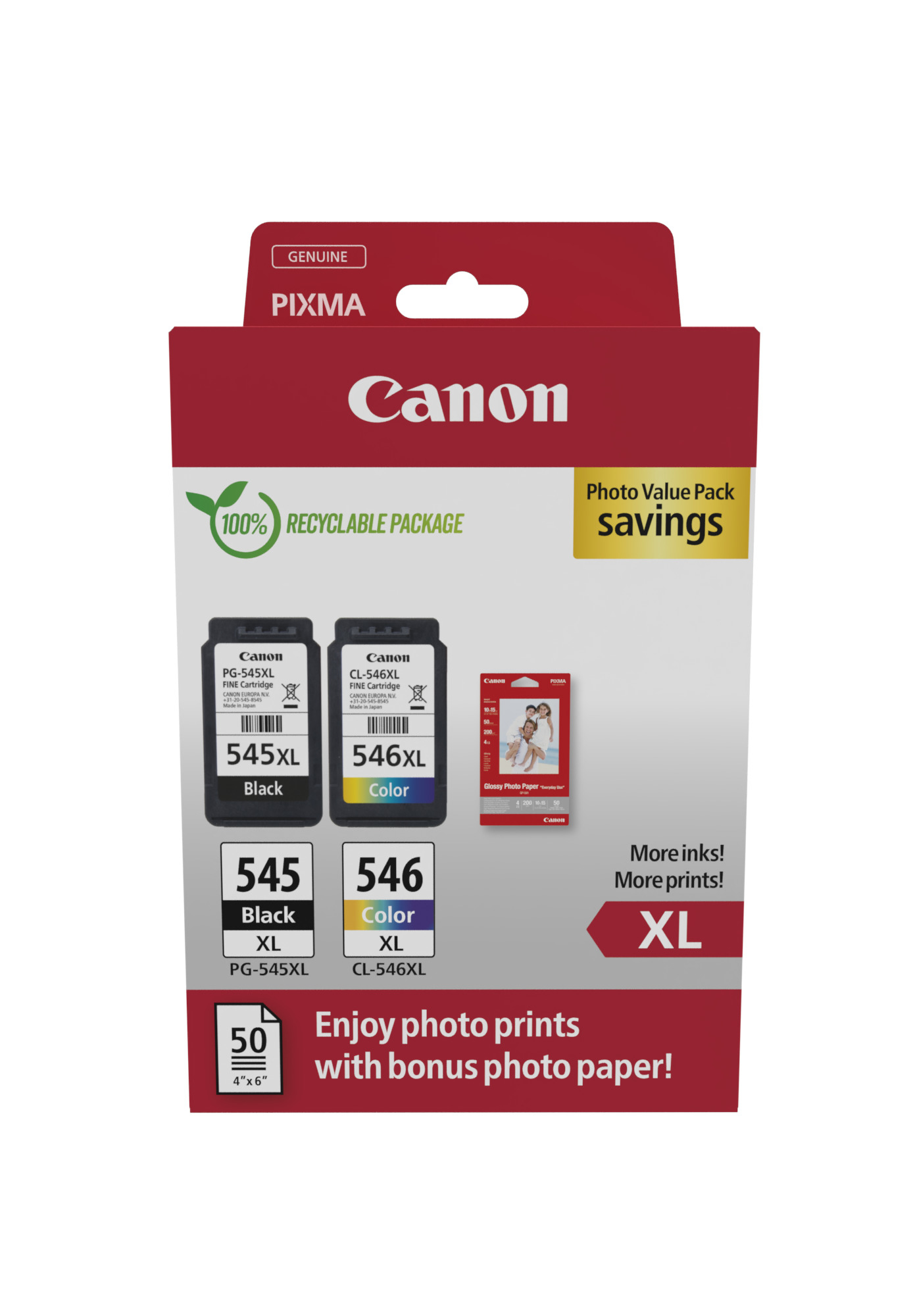 Canon Tinte PG-545XL/CL-546XL 8286B011 2er Multipack inkl. Fotopapier