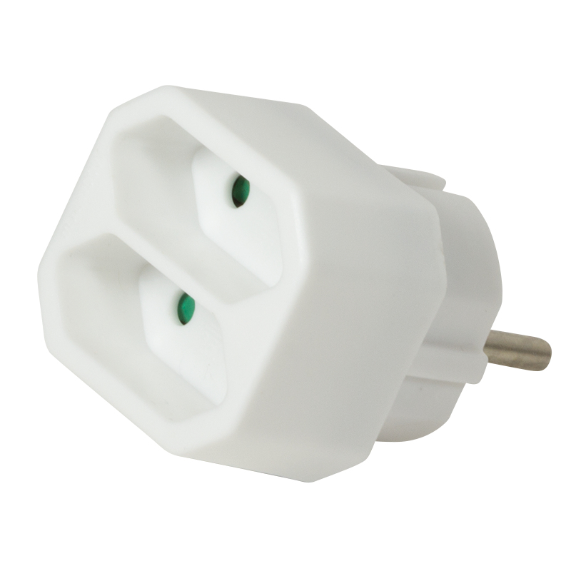 Logilink Adapter With 2 Euro Sockets, white