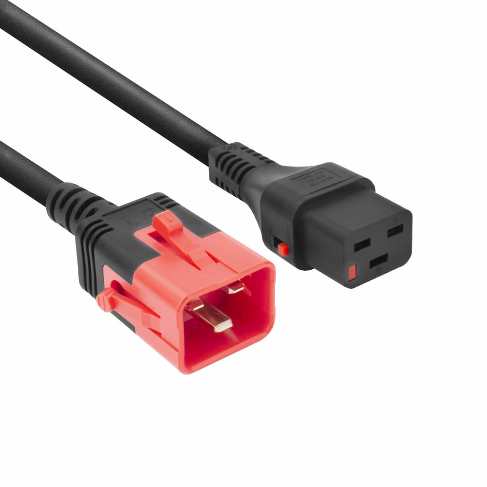 Powercord C19 IEC Lock - C20 IEC Lock Dual Locking black 2 m, PC3636