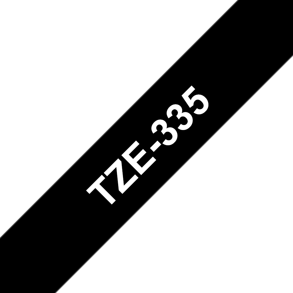 Brother TZE335 Tejp VitText,Svart botten,12mm