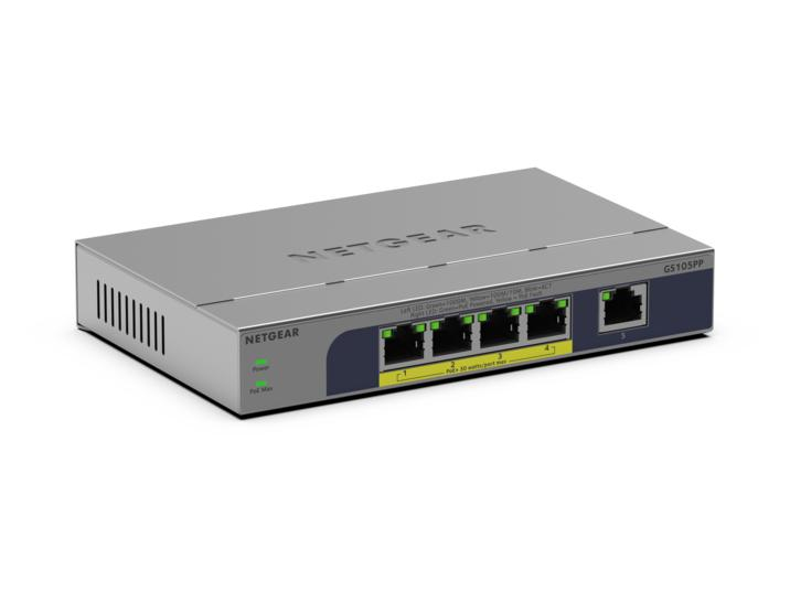 Netgear Gs105Pp Unmanaged Gigabit  Ethernet (10/100/1000) Power  Over Ethernet (Poe) Desktop/Wall-Mounting Grey