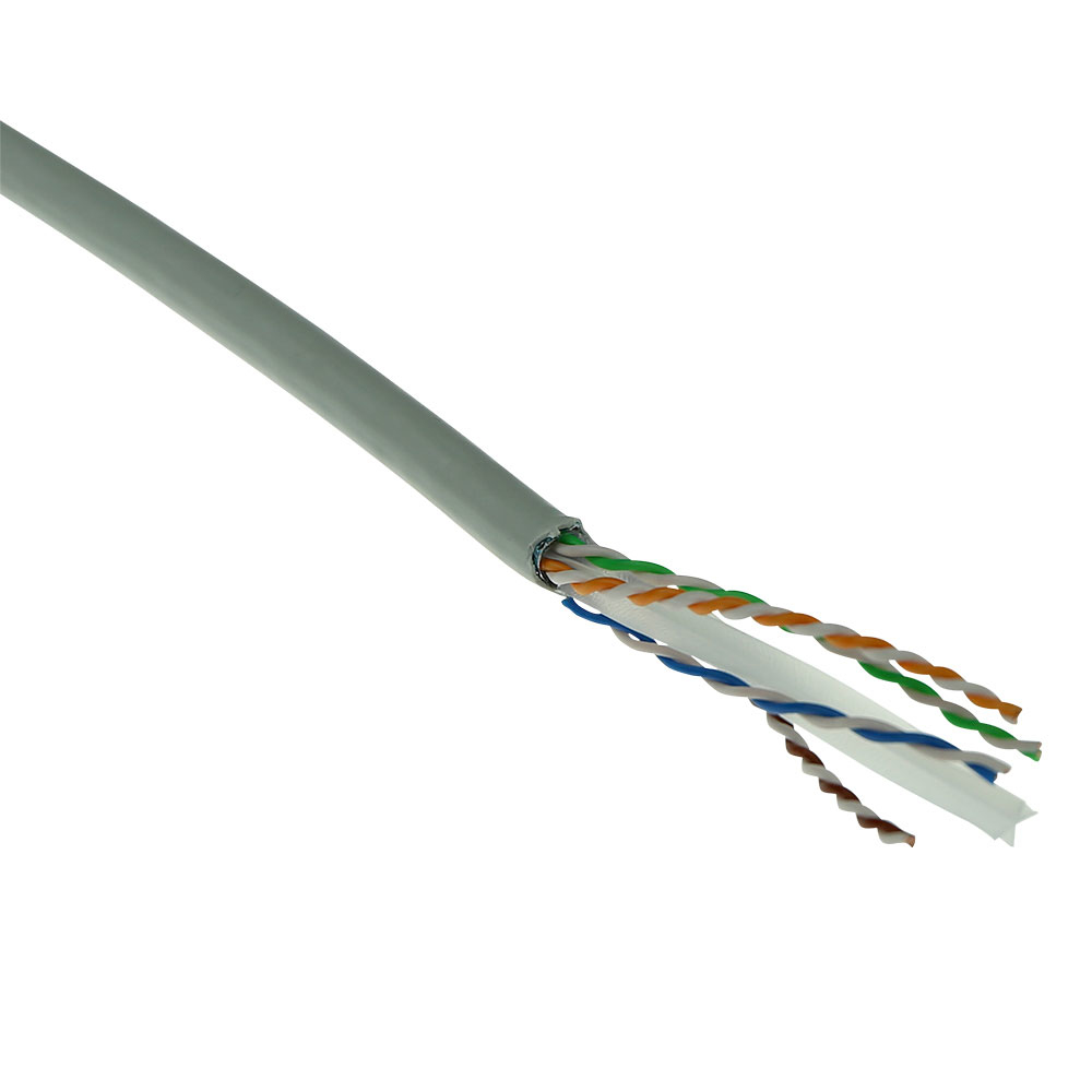 Cat 6 F/UTP solid installation cable, PVC, CPR euroclass ECA, 24AWG, grey 500 meter
