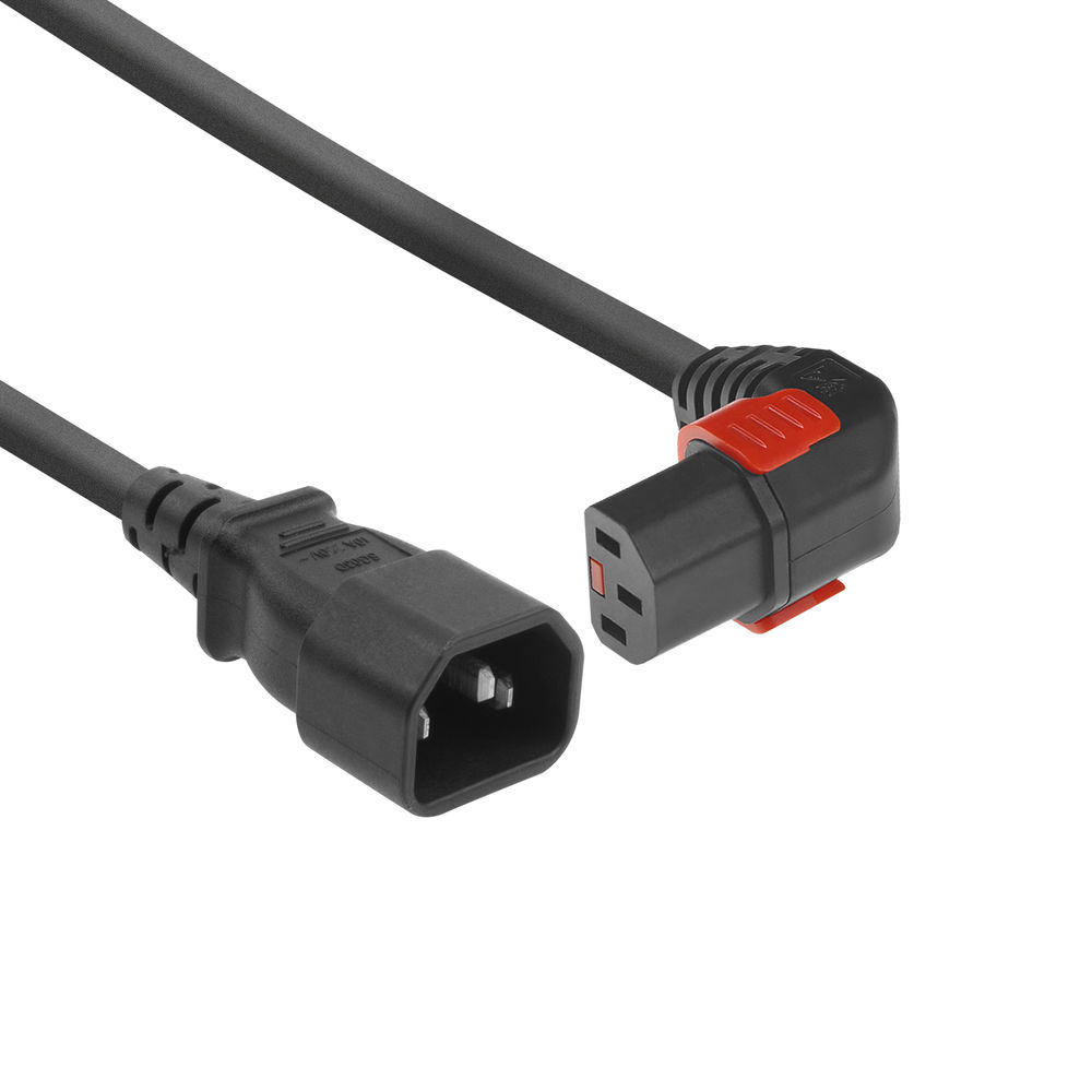 Powercord C14 - C13 IEC Lock (down angled) black 3 m, PC2052
