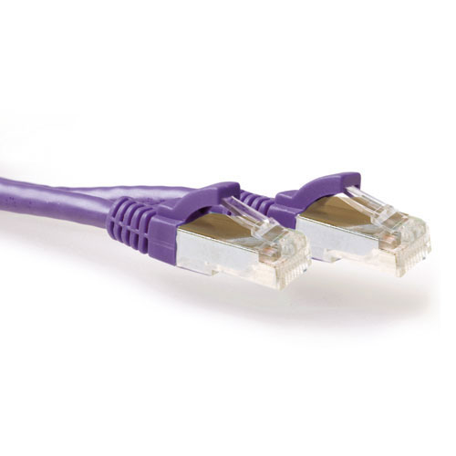 Purple 1 meter LSZH SFTP CAT6A patch cable snagless with RJ45 connectors