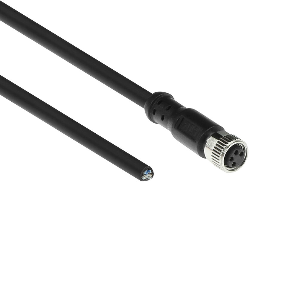 Industrial 3.00 meters Sensor cable M8A 4-pin female to open end, Ultraflex Xtreme TPE cable, shielded