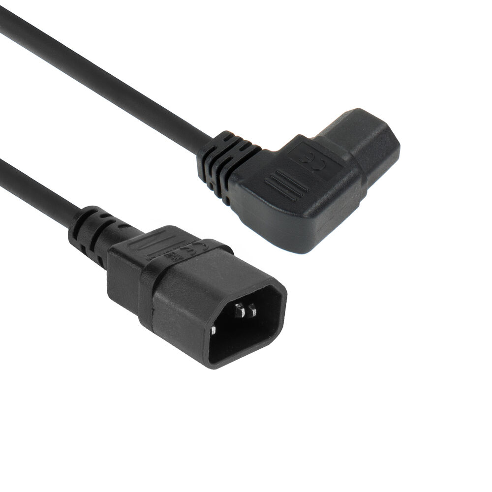 Powercord C14 - C15 (angled left) IEC60320 black 0.6 m