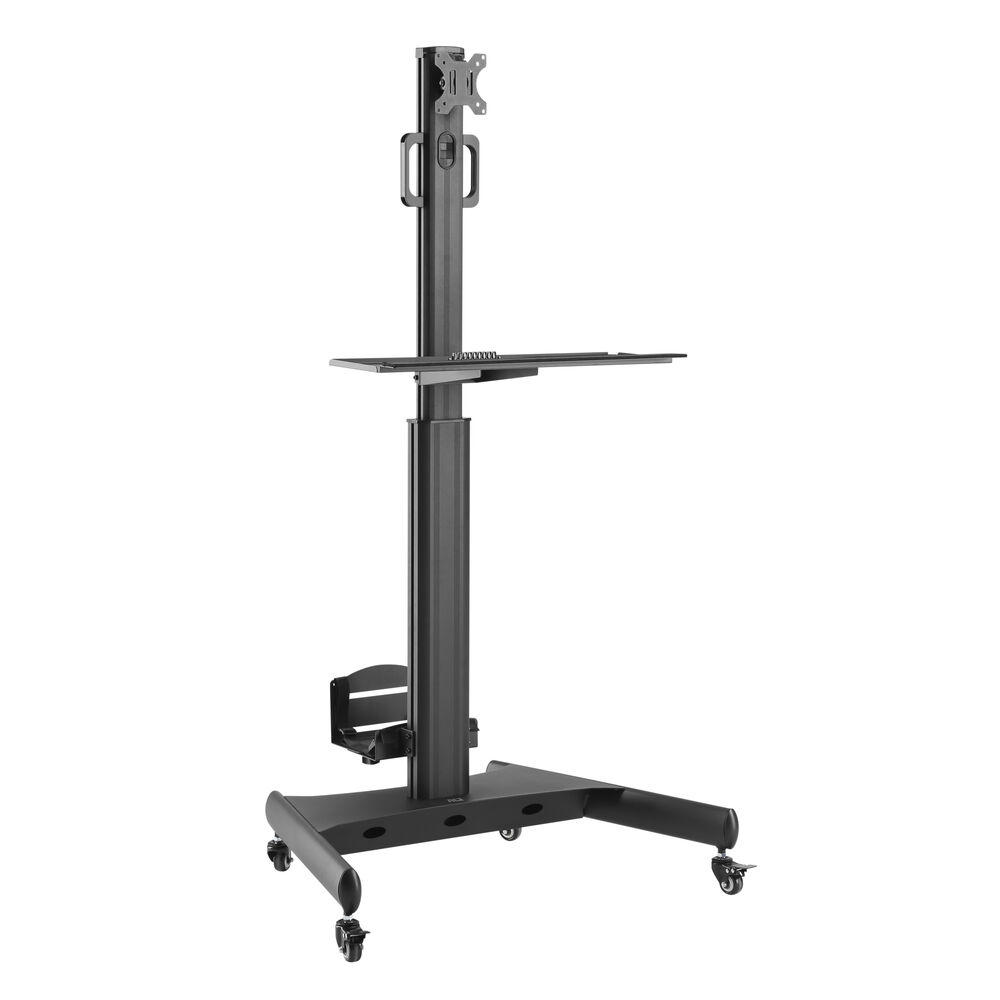 Mobile Workstation for a single monitor, with CPU mount, keyboard and mouse tray